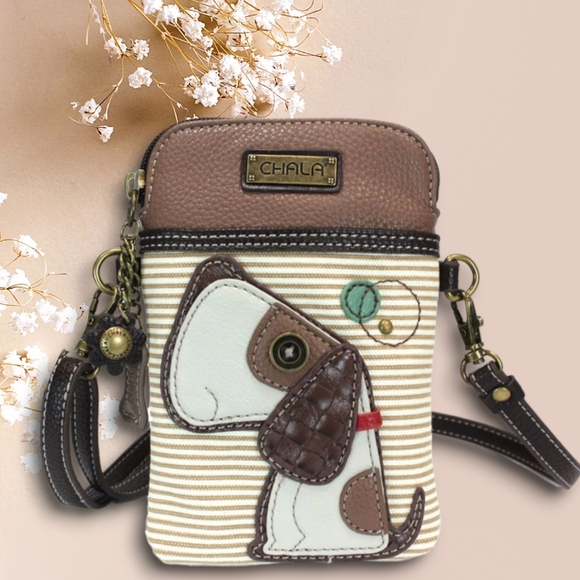 Chala Handbags - CHALA Crossbody Bag Cellphone Purse | Toffy Dog Theme | Adjustable Strap